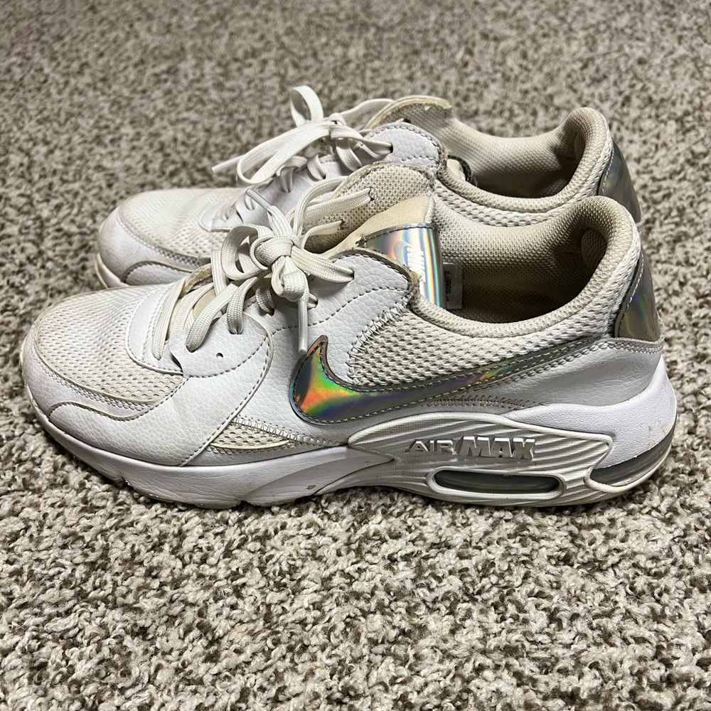 Nike Air Max White and Silver Sneakers
